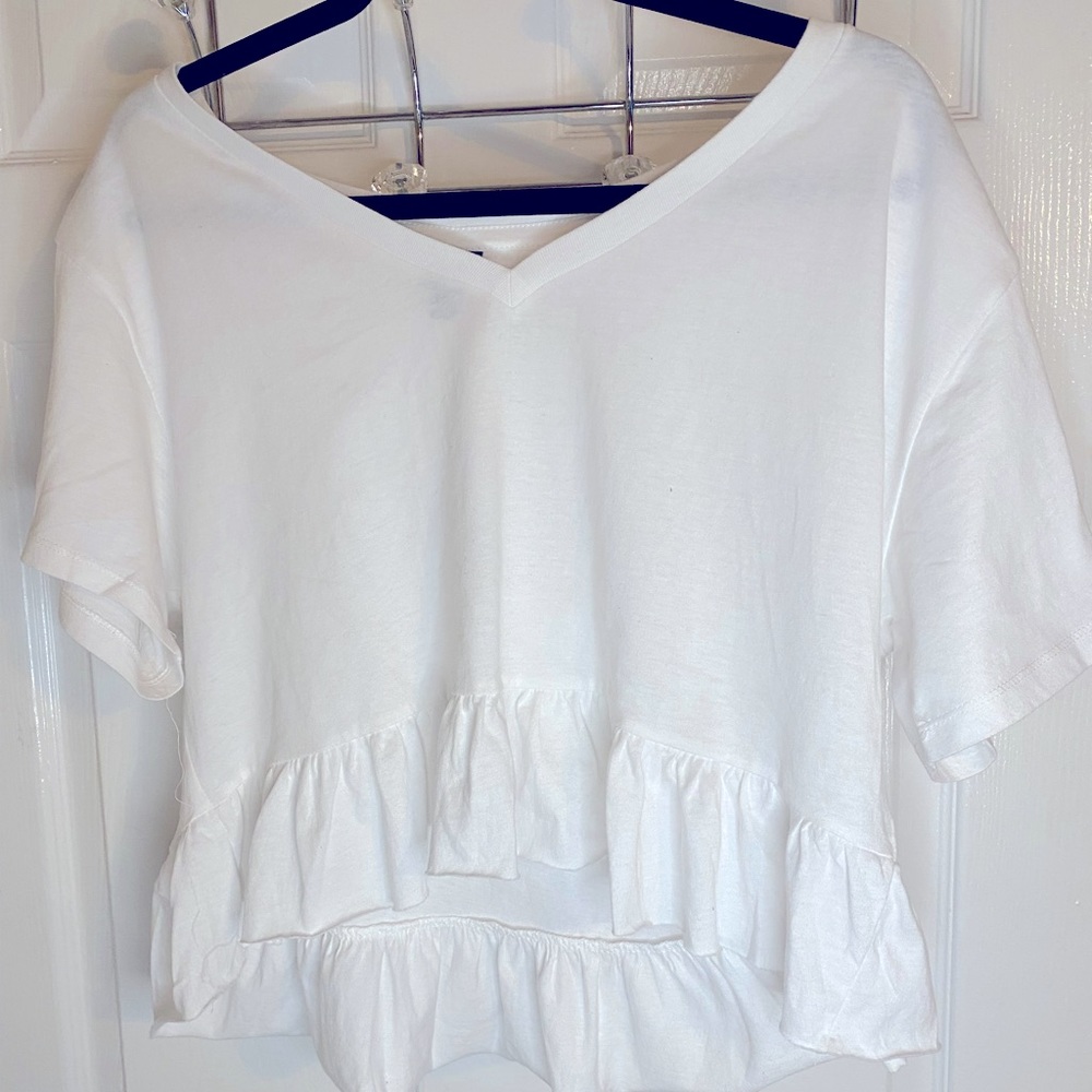 White Frilled Crop Top